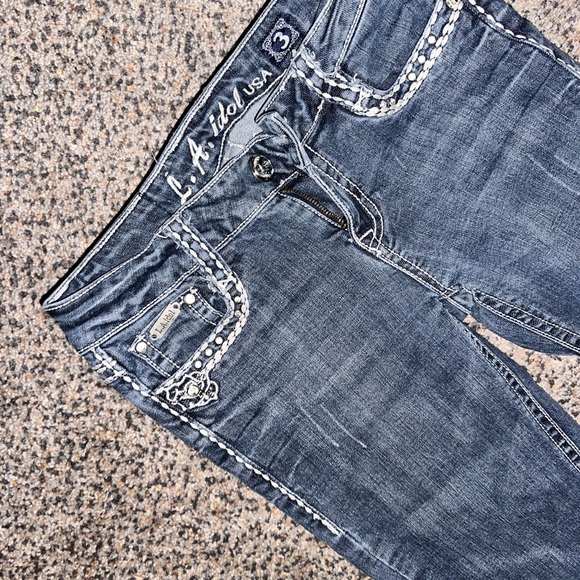 L.A. idol Women's Blue Boot Cut Jeans with Embroidery - Picture 6 of 6
